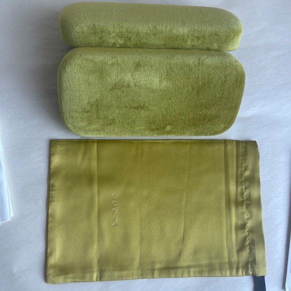 Gucci Sunglasses Eyeglasses Case Green Velvet Clamshell Lime Green Gucci Case - Picture 4 of 6